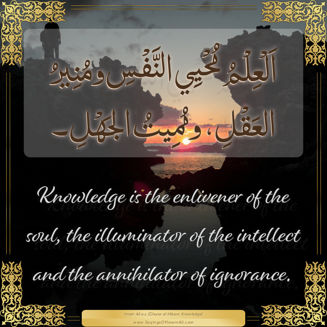 Knowledge is the enlivener of the soul, the illuminator of the intellect...